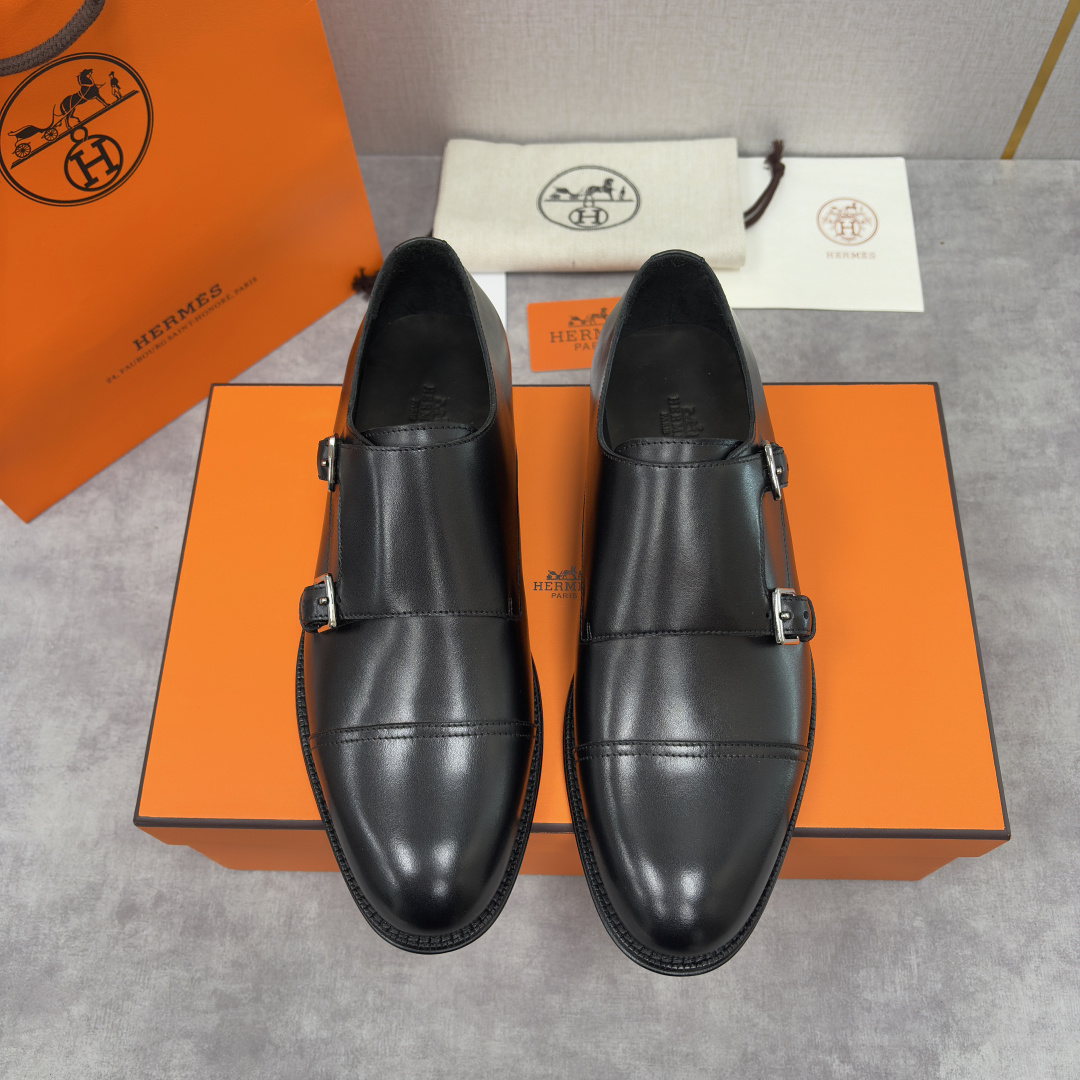 💋💍H家新品 Herme* 爱马-仕 双扣孟克鞋 男士正装鞋皮鞋 当法国奢侈品牌的传奇工艺邂逅经典孟克鞋