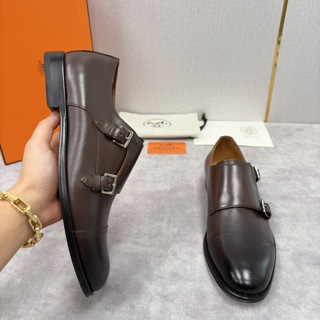 💋💍H家新品 Herme* 爱马-仕 双扣孟克鞋 男士正装鞋皮鞋 当法国奢侈品牌的传奇工艺邂逅经典孟克鞋