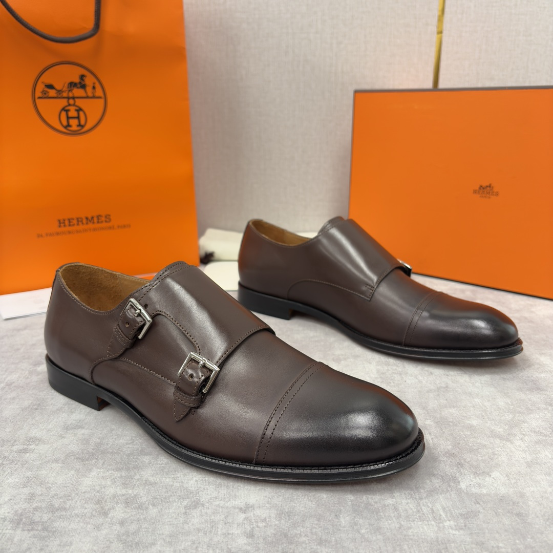 💋💍H家新品 Herme* 爱马-仕 双扣孟克鞋 男士正装鞋皮鞋 当法国奢侈品牌的传奇工艺邂逅经典孟克鞋
