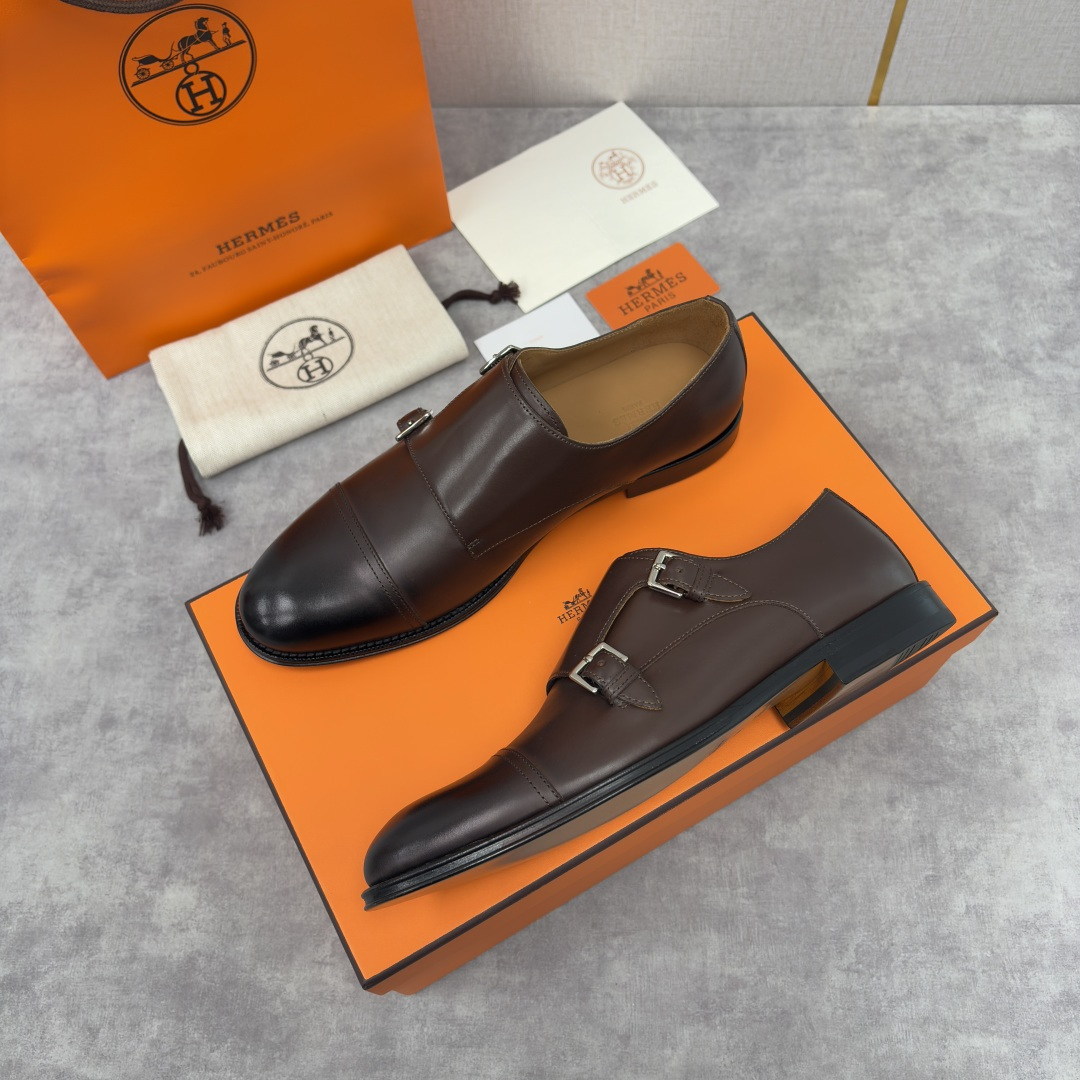 💋💍H家新品 Herme* 爱马-仕 双扣孟克鞋 男士正装鞋皮鞋 当法国奢侈品牌的传奇工艺邂逅经典孟克鞋