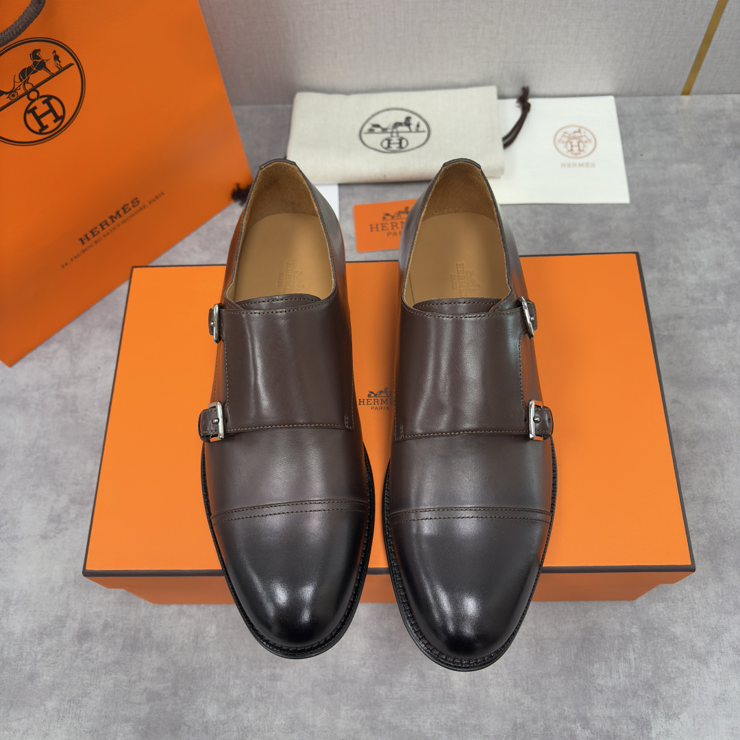 💋💍H家新品 Herme* 爱马-仕 双扣孟克鞋 男士正装鞋皮鞋 当法国奢侈品牌的传奇工艺邂逅经典孟克鞋