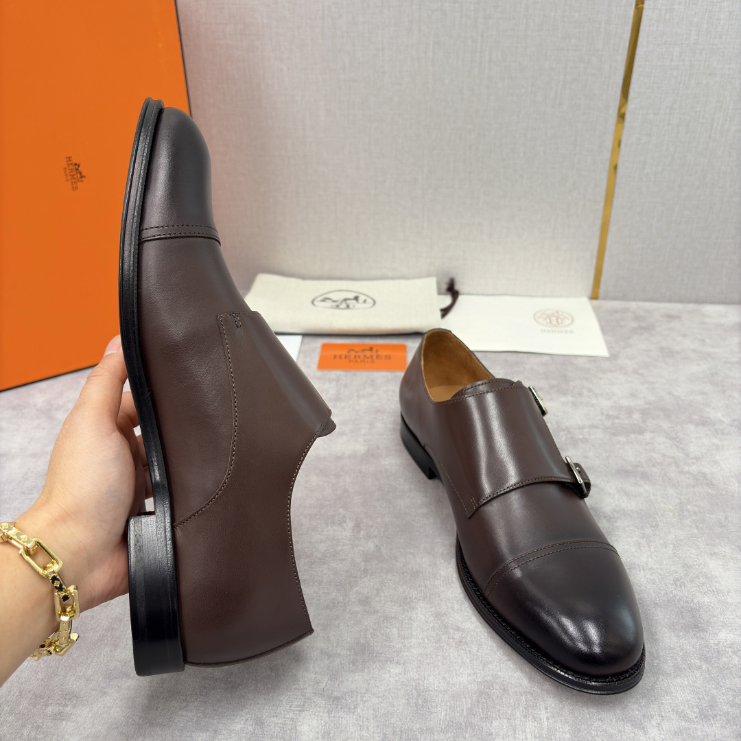 💋💍H家新品 Herme* 爱马-仕 双扣孟克鞋 男士正装鞋皮鞋 当法国奢侈品牌的传奇工艺邂逅经典孟克鞋