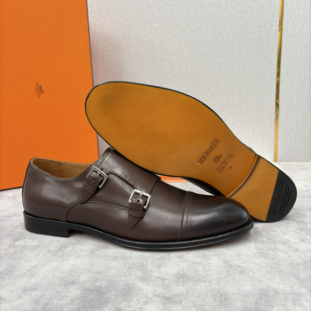 💋💍H家新品 Herme* 爱马-仕 双扣孟克鞋 男士正装鞋皮鞋 当法国奢侈品牌的传奇工艺邂逅经典孟克鞋