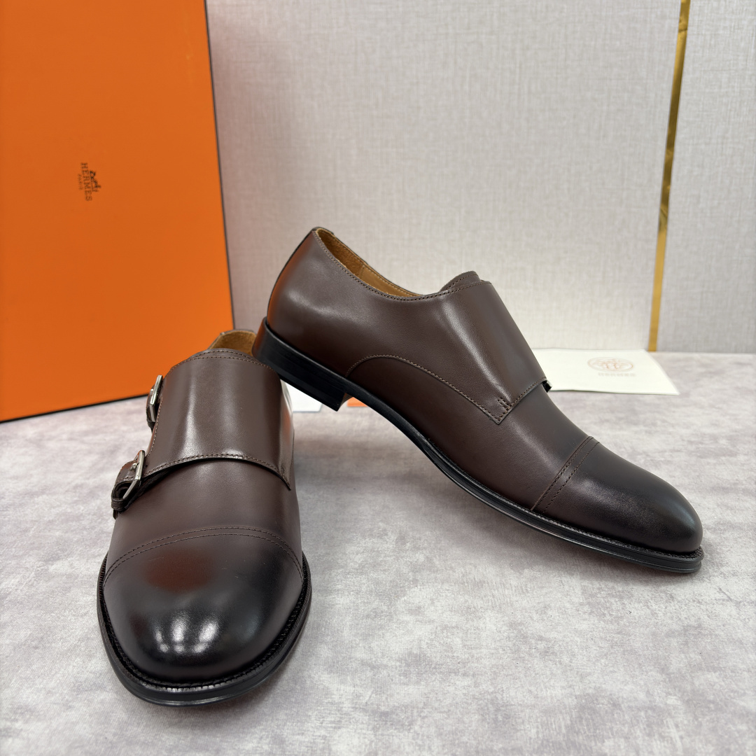 💋💍H家新品 Herme* 爱马-仕 双扣孟克鞋 男士正装鞋皮鞋 当法国奢侈品牌的传奇工艺邂逅经典孟克鞋