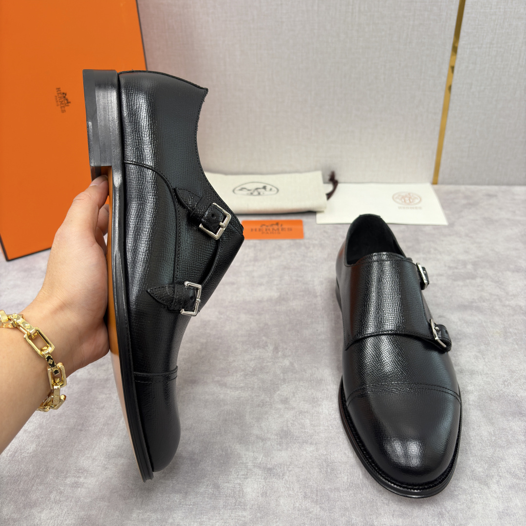 💋💍H家新品 Herme* 爱马-仕 双扣孟克鞋 男士正装鞋皮鞋 当法国奢侈品牌的传奇工艺邂逅经典孟克鞋