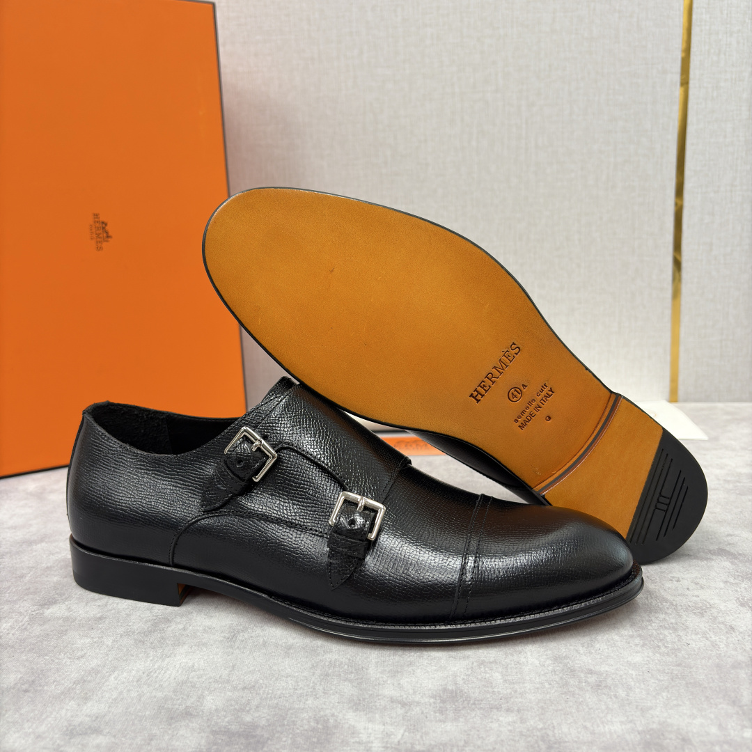 💋💍H家新品 Herme* 爱马-仕 双扣孟克鞋 男士正装鞋皮鞋 当法国奢侈品牌的传奇工艺邂逅经典孟克鞋
