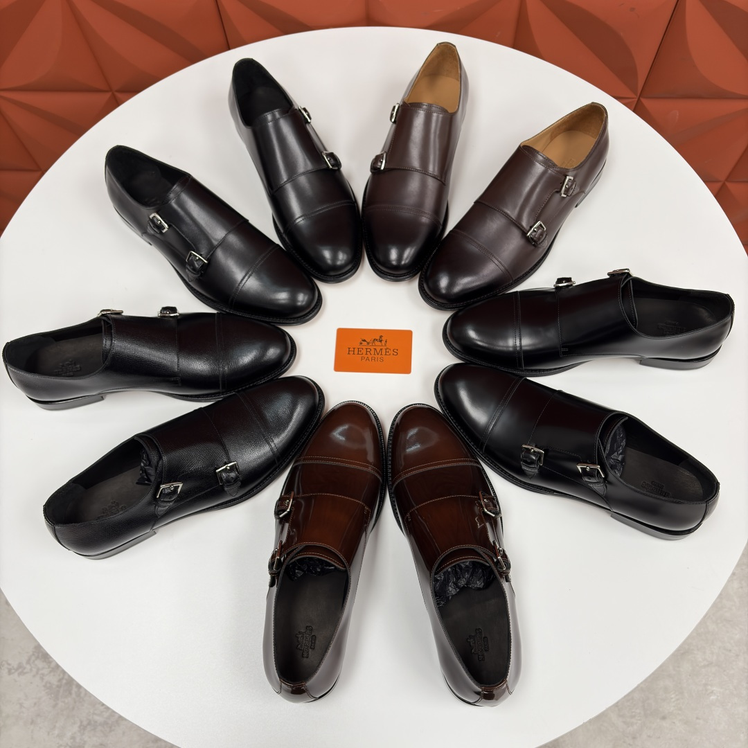 💋💍H家新品 Herme* 爱马-仕 双扣孟克鞋 男士正装鞋皮鞋 当法国奢侈品牌的传奇工艺邂逅经典孟克鞋