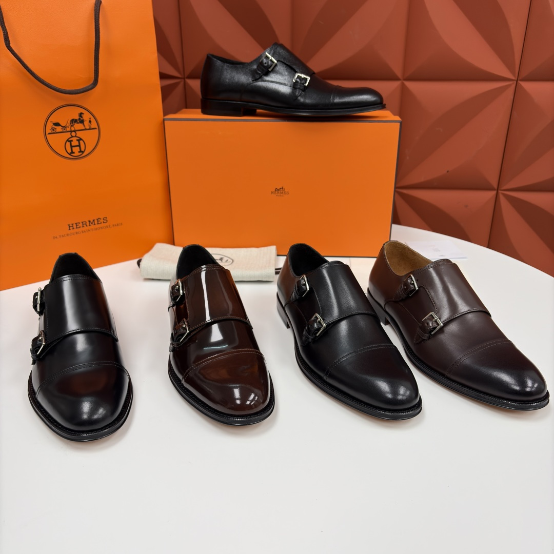 💋💍H家新品 Herme* 爱马-仕 双扣孟克鞋 男士正装鞋皮鞋 当法国奢侈品牌的传奇工艺邂逅经典孟克鞋