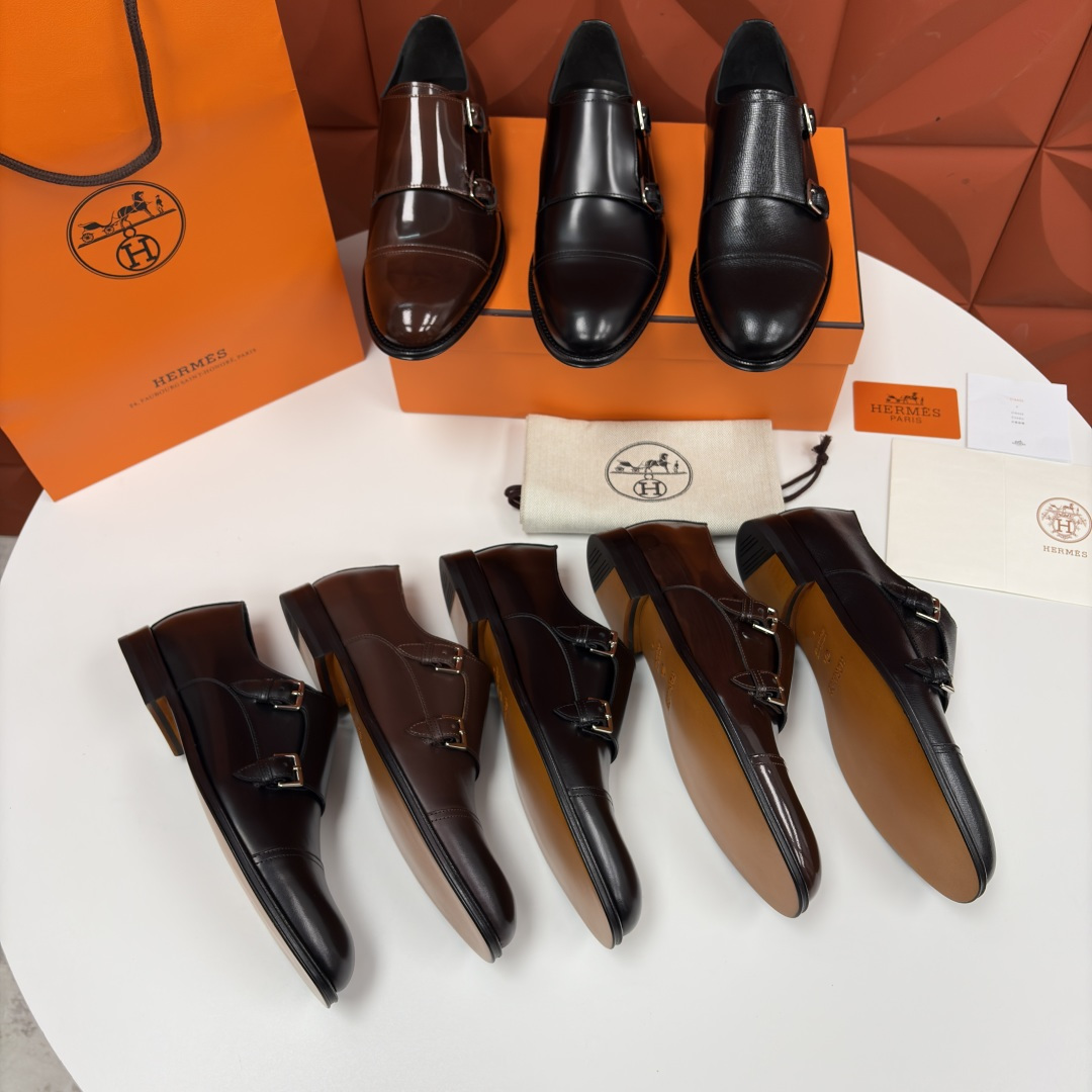 💋💍H家新品 Herme* 爱马-仕 双扣孟克鞋 男士正装鞋皮鞋 当法国奢侈品牌的传奇工艺邂逅经典孟克鞋