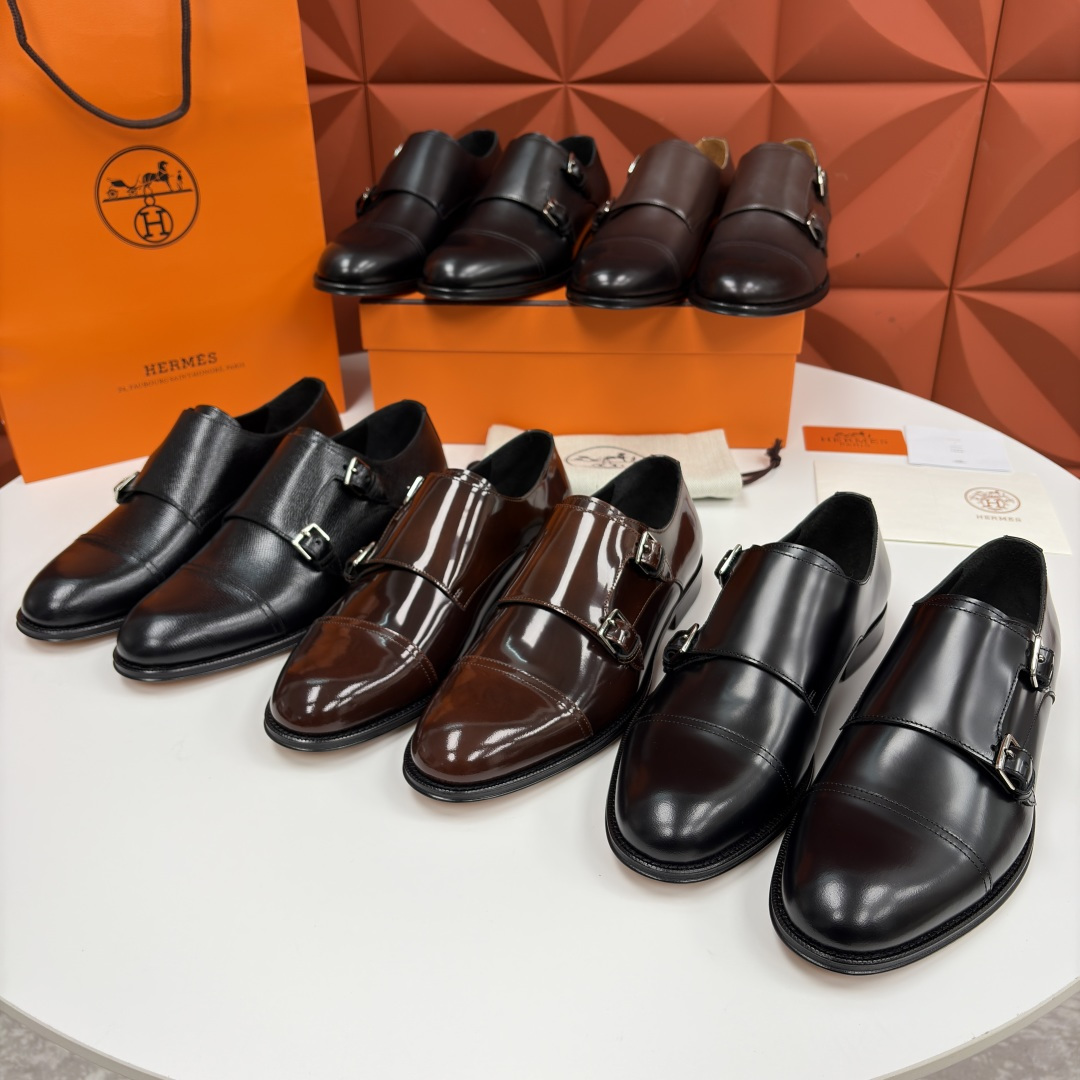 💋💍H家新品 Herme* 爱马-仕 双扣孟克鞋 男士正装鞋皮鞋 当法国奢侈品牌的传奇工艺邂逅经典孟克鞋