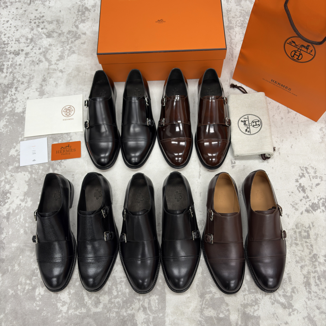 💋💍H家新品 Herme* 爱马-仕 双扣孟克鞋 男士正装鞋皮鞋 当法国奢侈品牌的传奇工艺邂逅经典孟克鞋