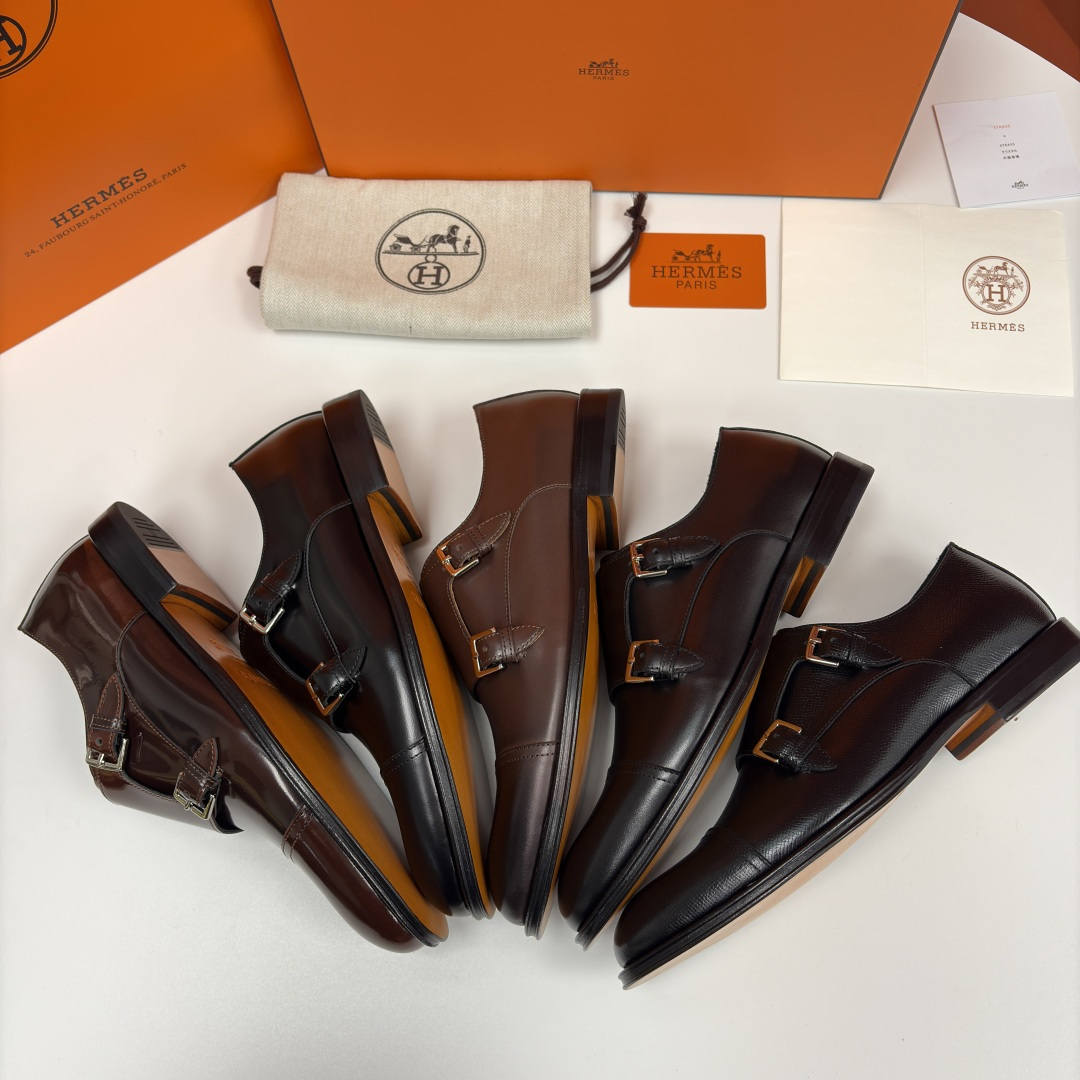 💋💍H家新品 Herme* 爱马-仕 双扣孟克鞋 男士正装鞋皮鞋 当法国奢侈品牌的传奇工艺邂逅经典孟克鞋