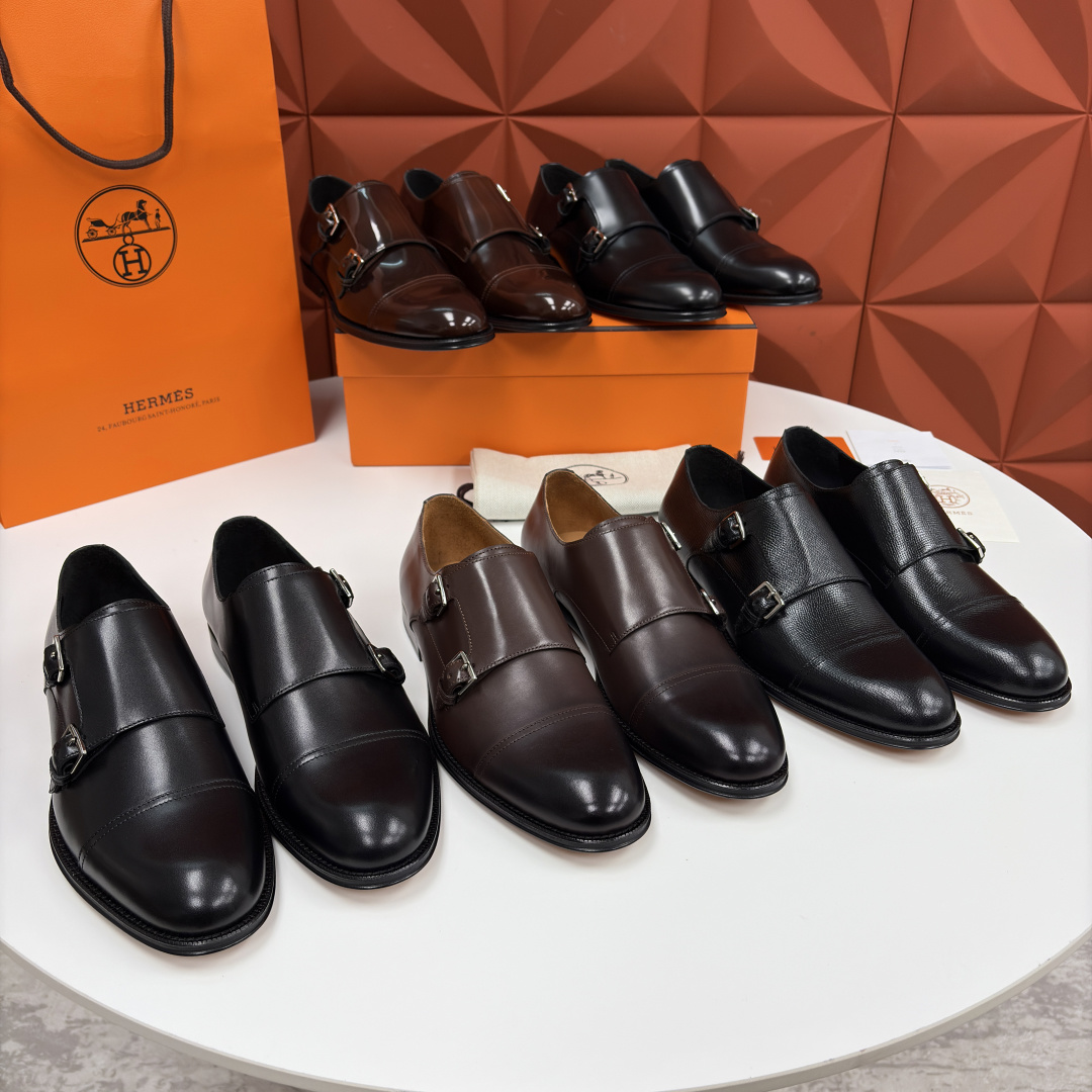 💋💍H家新品 Herme* 爱马-仕 双扣孟克鞋 男士正装鞋皮鞋 当法国奢侈品牌的传奇工艺邂逅经典孟克鞋