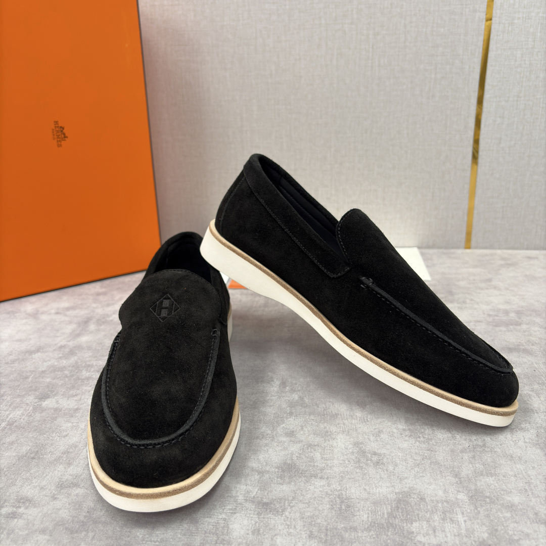 💋💍H家新品 Hermè* 爱马-仕 Low 绒面牛皮乐福鞋 官方 9,250 甄选进口反牛皮材质打造 