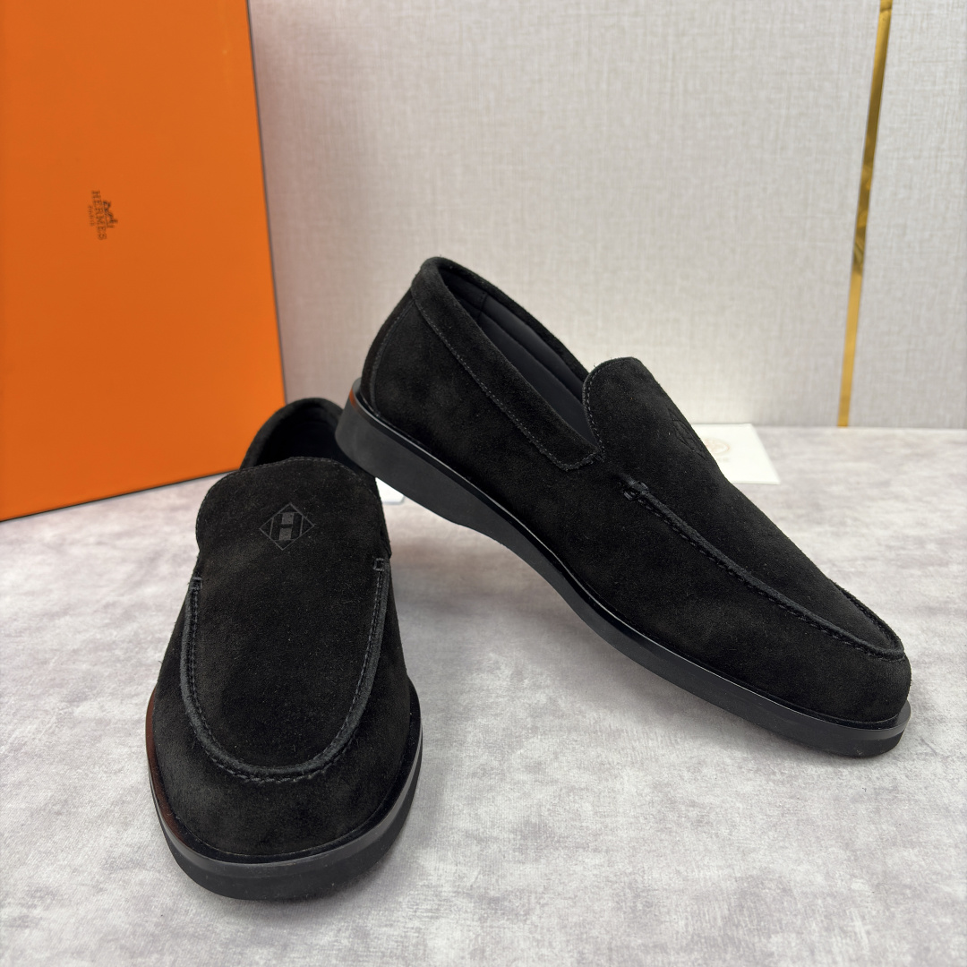 💋💍H家新品 Hermè* 爱马-仕 Low 绒面牛皮乐福鞋 官方 9,250 甄选进口反牛皮材质打造 