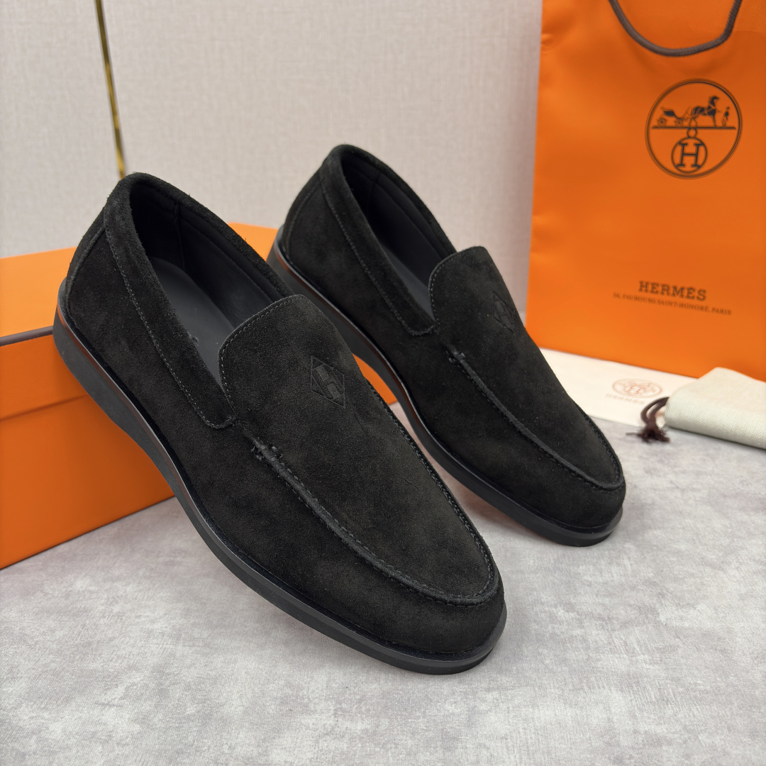 💋💍H家新品 Hermè* 爱马-仕 Low 绒面牛皮乐福鞋 官方 9,250 甄选进口反牛皮材质打造 