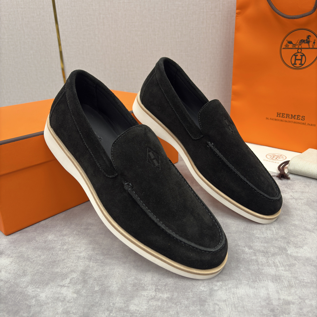 💋💍H家新品 Hermè* 爱马-仕 Low 绒面牛皮乐福鞋 官方 9,250 甄选进口反牛皮材质打造 
