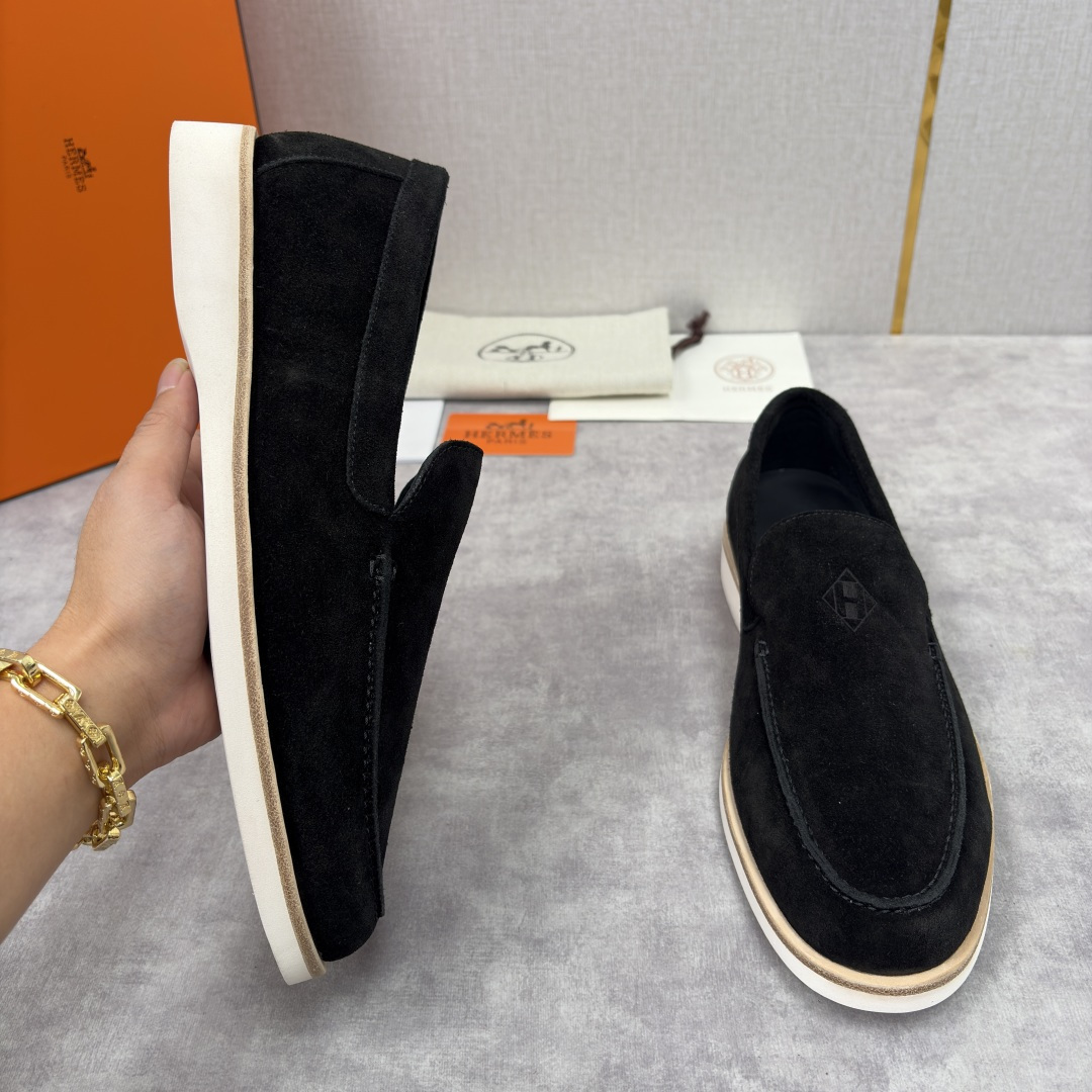 💋💍H家新品 Hermè* 爱马-仕 Low 绒面牛皮乐福鞋 官方 9,250 甄选进口反牛皮材质打造 