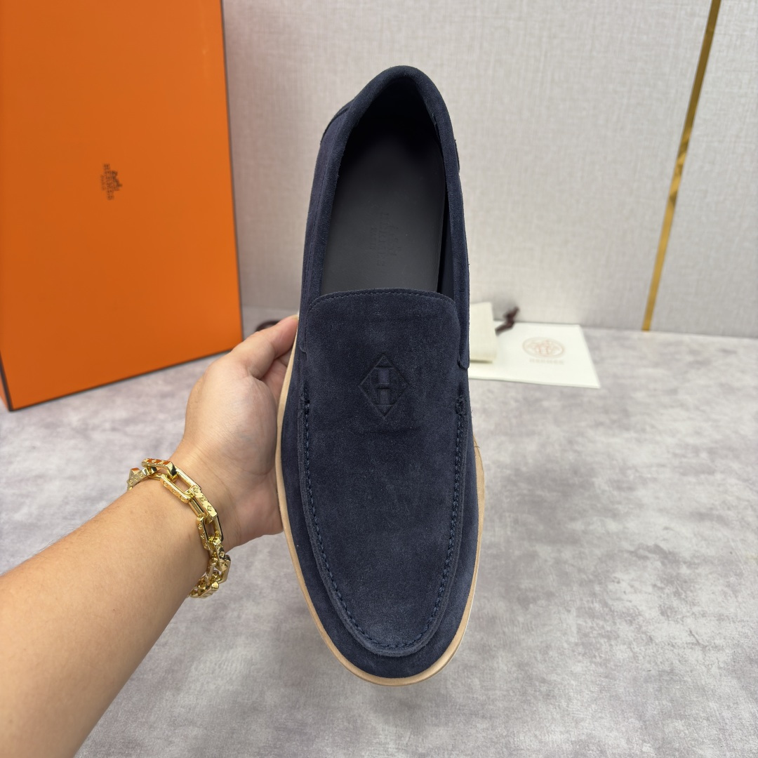 💋💍H家新品 Hermè* 爱马-仕 Low 绒面牛皮乐福鞋 官方 9,250 甄选进口反牛皮材质打造 