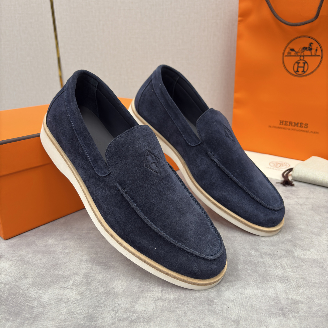 💋💍H家新品 Hermè* 爱马-仕 Low 绒面牛皮乐福鞋 官方 9,250 甄选进口反牛皮材质打造 