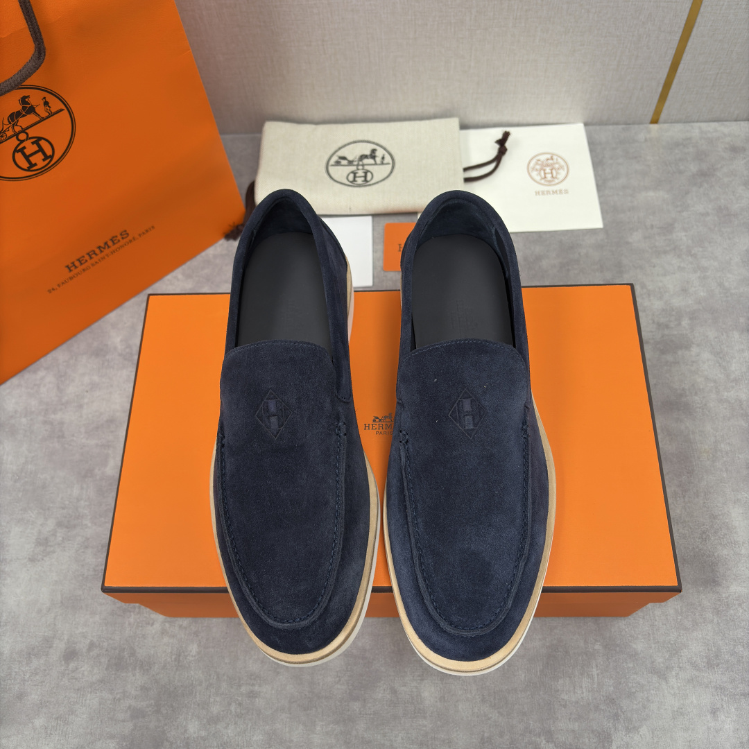 💋💍H家新品 Hermè* 爱马-仕 Low 绒面牛皮乐福鞋 官方 9,250 甄选进口反牛皮材质打造 