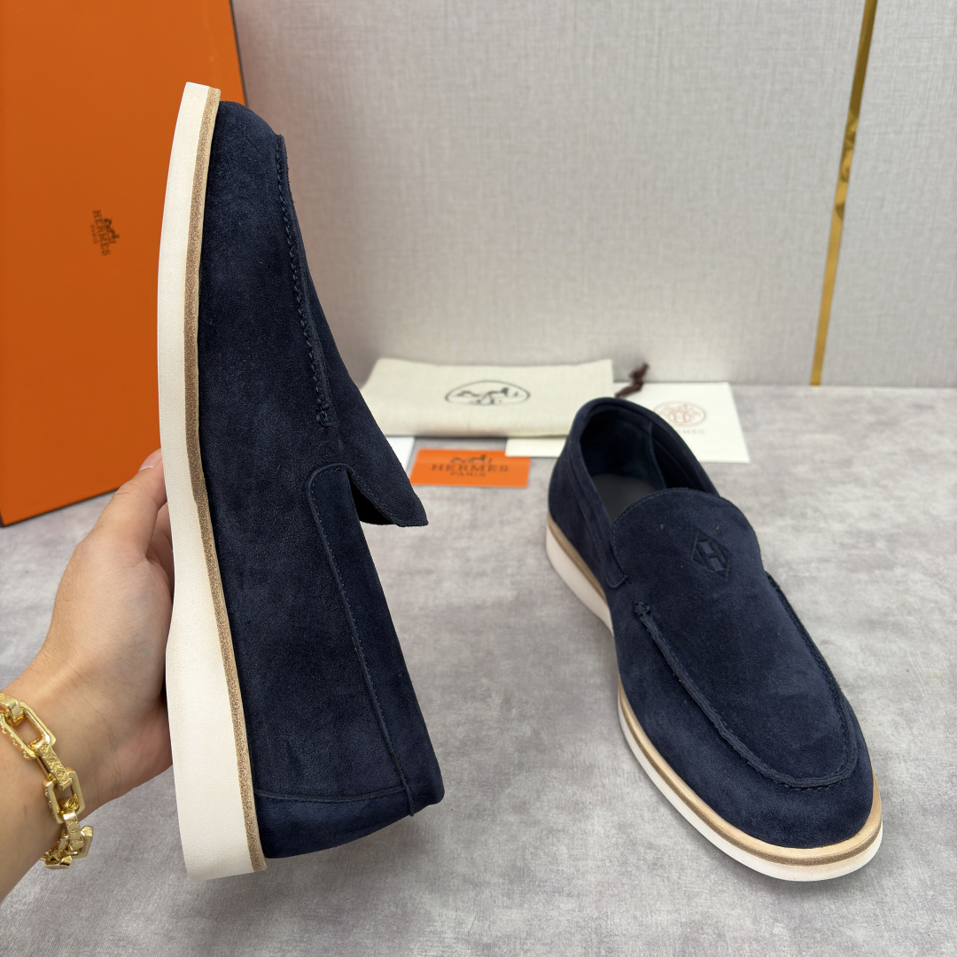 💋💍H家新品 Hermè* 爱马-仕 Low 绒面牛皮乐福鞋 官方 9,250 甄选进口反牛皮材质打造 