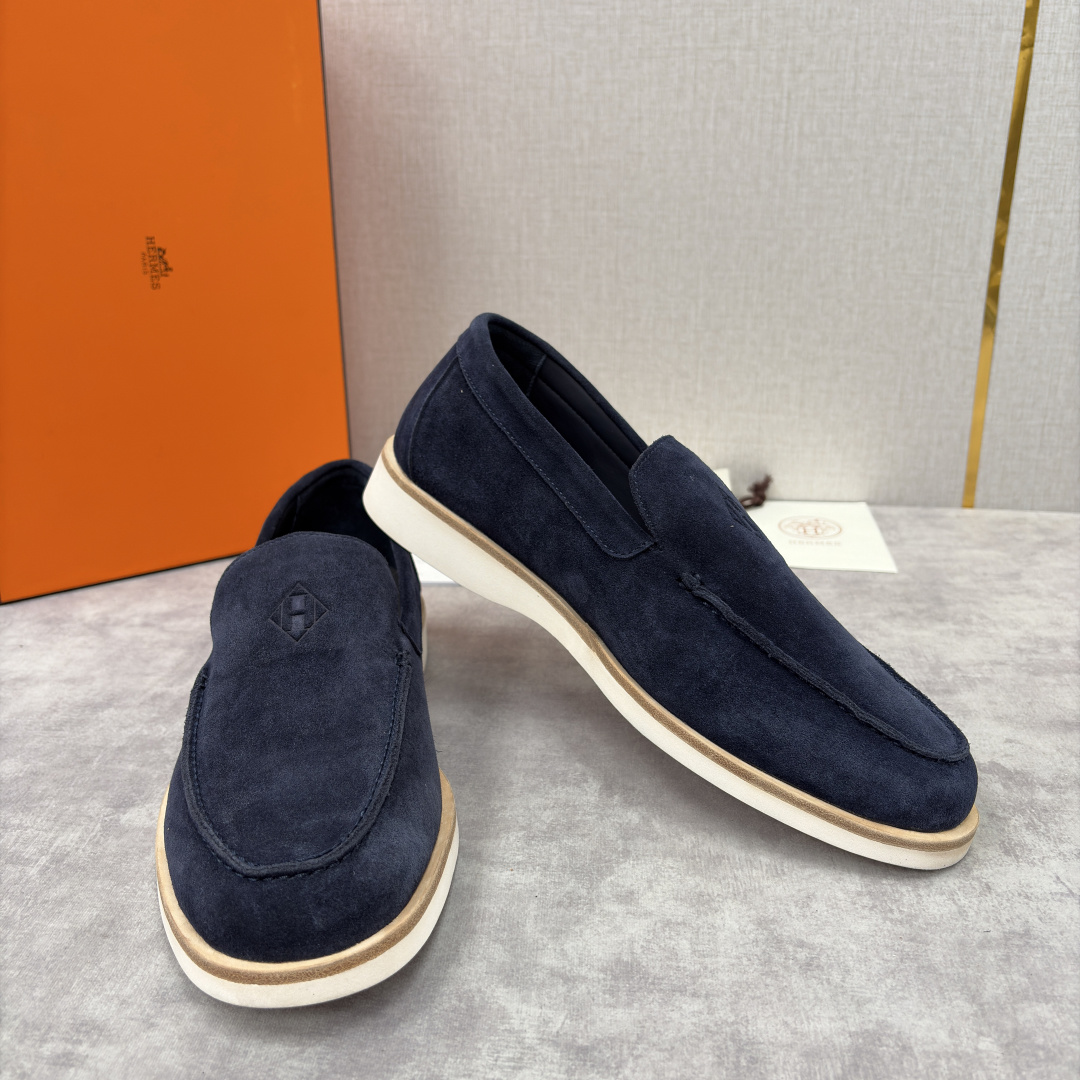 💋💍H家新品 Hermè* 爱马-仕 Low 绒面牛皮乐福鞋 官方 9,250 甄选进口反牛皮材质打造 