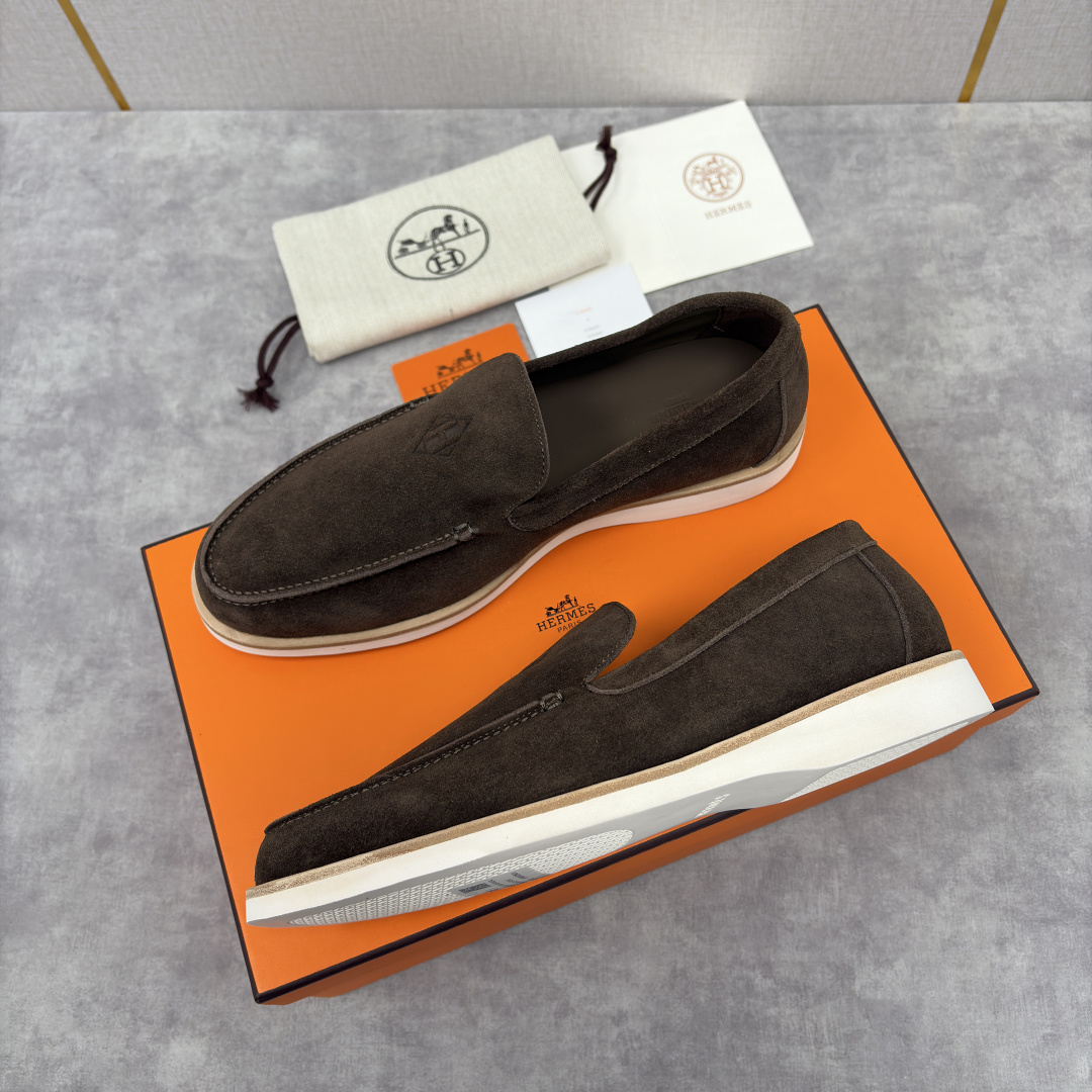 💋💍H家新品 Hermè* 爱马-仕 Low 绒面牛皮乐福鞋 官方 9,250 甄选进口反牛皮材质打造 