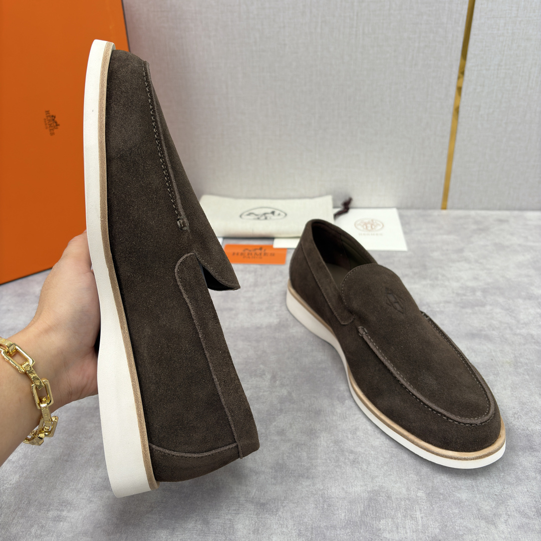 💋💍H家新品 Hermè* 爱马-仕 Low 绒面牛皮乐福鞋 官方 9,250 甄选进口反牛皮材质打造 