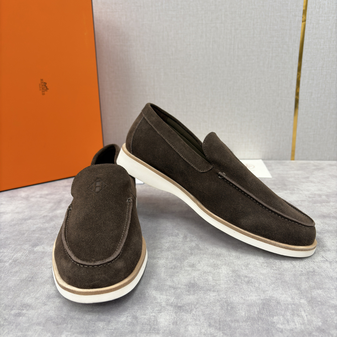 💋💍H家新品 Hermè* 爱马-仕 Low 绒面牛皮乐福鞋 官方 9,250 甄选进口反牛皮材质打造 