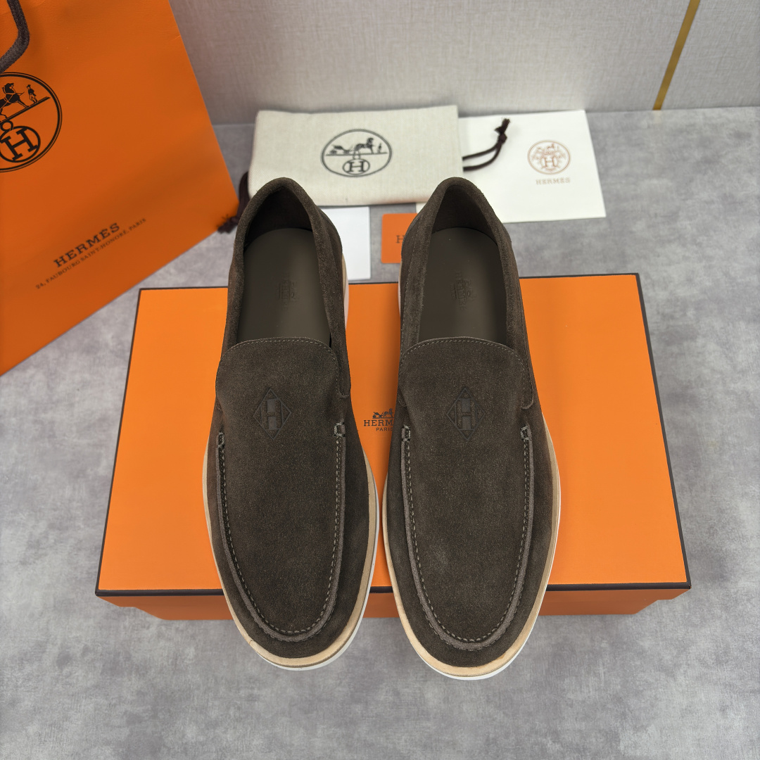 💋💍H家新品 Hermè* 爱马-仕 Low 绒面牛皮乐福鞋 官方 9,250 甄选进口反牛皮材质打造 
