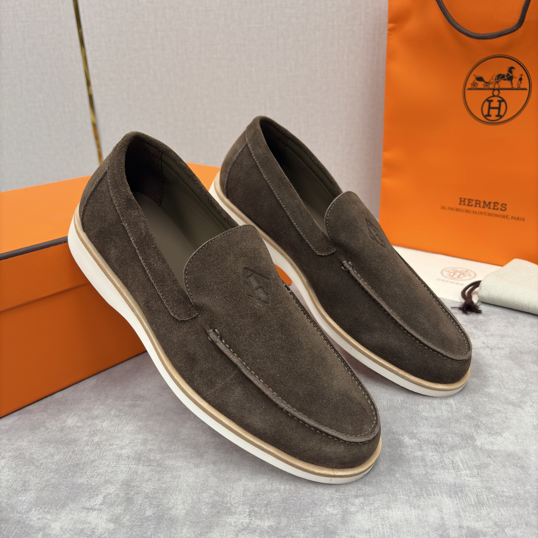 💋💍H家新品 Hermè* 爱马-仕 Low 绒面牛皮乐福鞋 官方 9,250 甄选进口反牛皮材质打造 