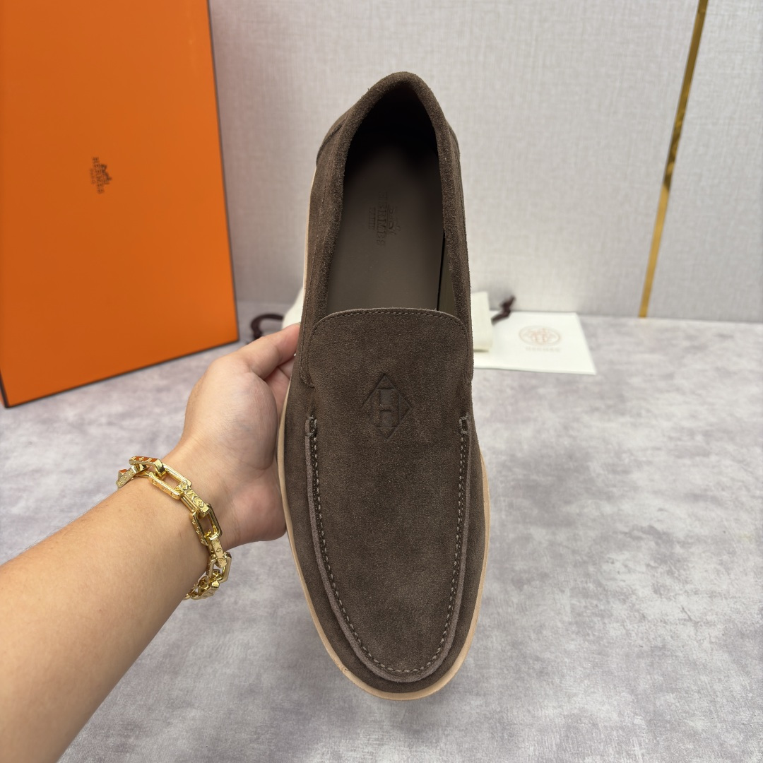 💋💍H家新品 Hermè* 爱马-仕 Low 绒面牛皮乐福鞋 官方 9,250 甄选进口反牛皮材质打造 