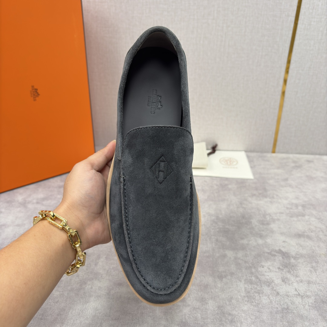 💋💍H家新品 Hermè* 爱马-仕 Low 绒面牛皮乐福鞋 官方 9,250 甄选进口反牛皮材质打造 