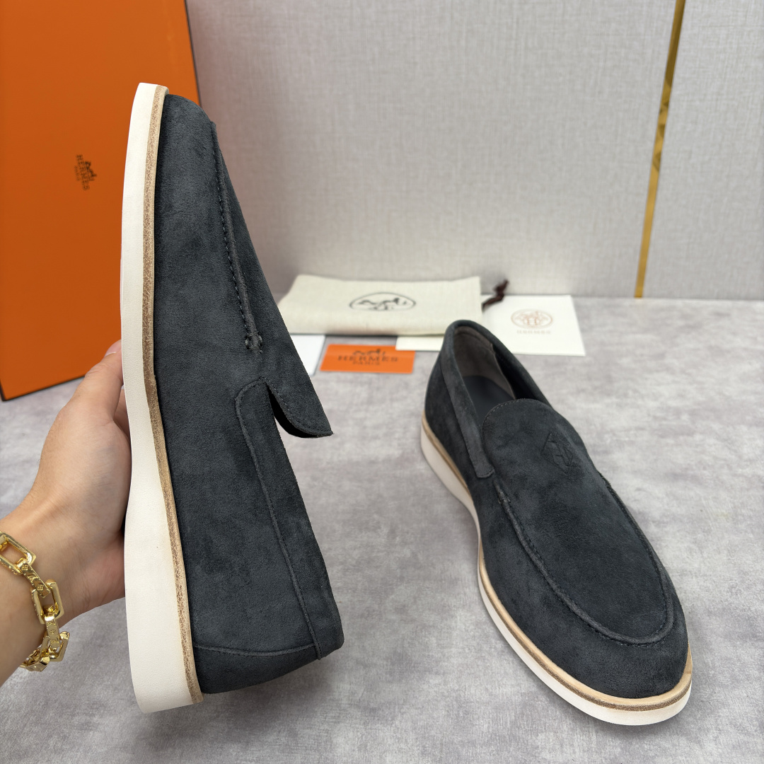 💋💍H家新品 Hermè* 爱马-仕 Low 绒面牛皮乐福鞋 官方 9,250 甄选进口反牛皮材质打造 