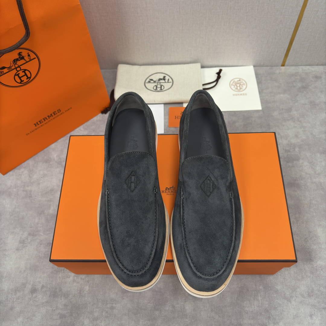💋💍H家新品 Hermè* 爱马-仕 Low 绒面牛皮乐福鞋 官方 9,250 甄选进口反牛皮材质打造 