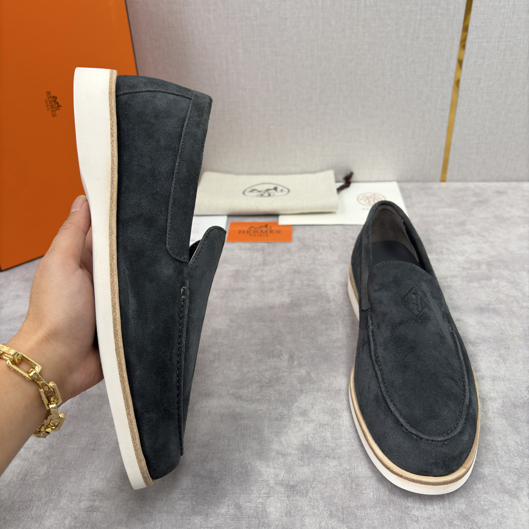 💋💍H家新品 Hermè* 爱马-仕 Low 绒面牛皮乐福鞋 官方 9,250 甄选进口反牛皮材质打造 