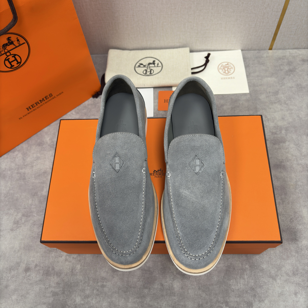 💋💍H家新品 Hermè* 爱马-仕 Low 绒面牛皮乐福鞋 官方 9,250 甄选进口反牛皮材质打造 