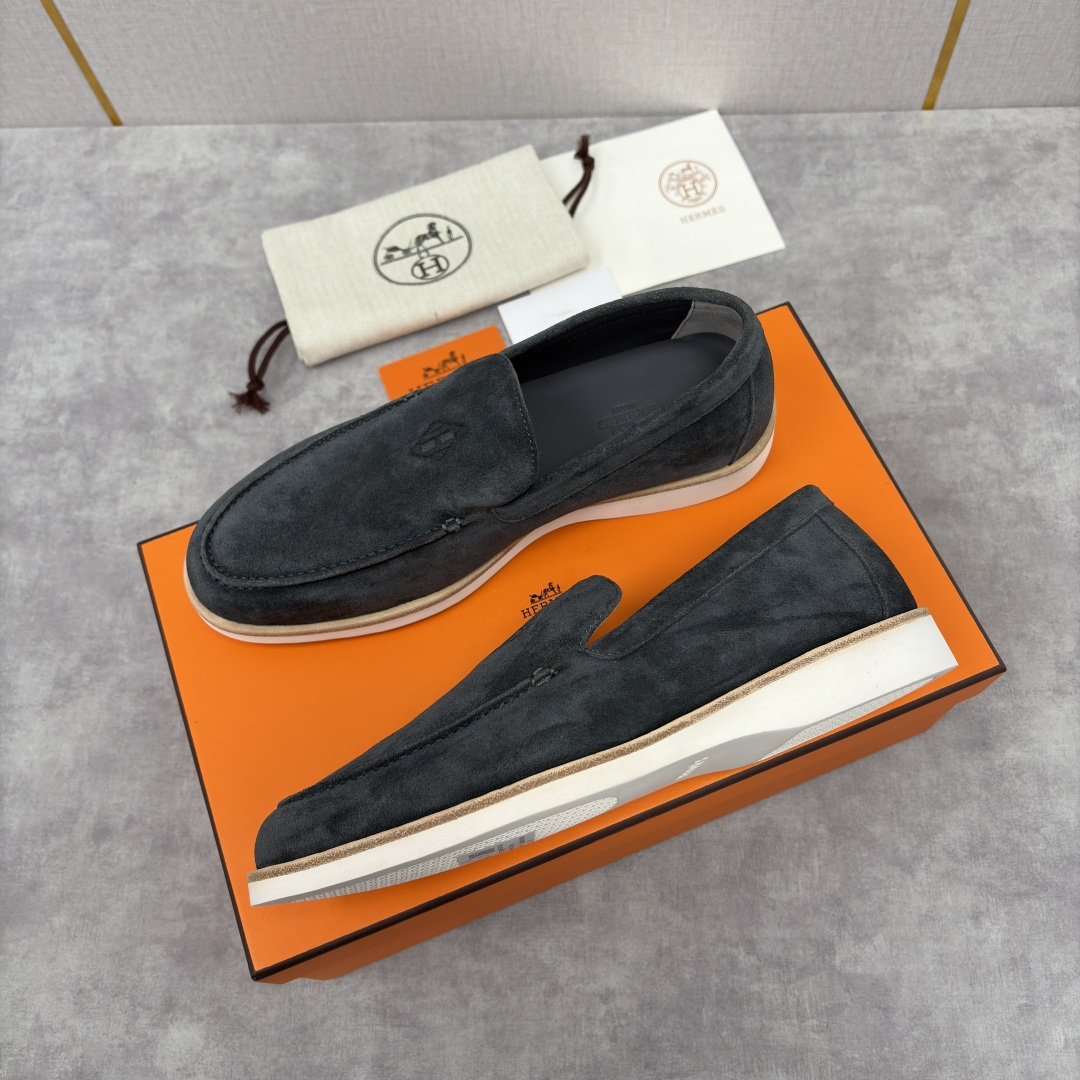 💋💍H家新品 Hermè* 爱马-仕 Low 绒面牛皮乐福鞋 官方 9,250 甄选进口反牛皮材质打造 