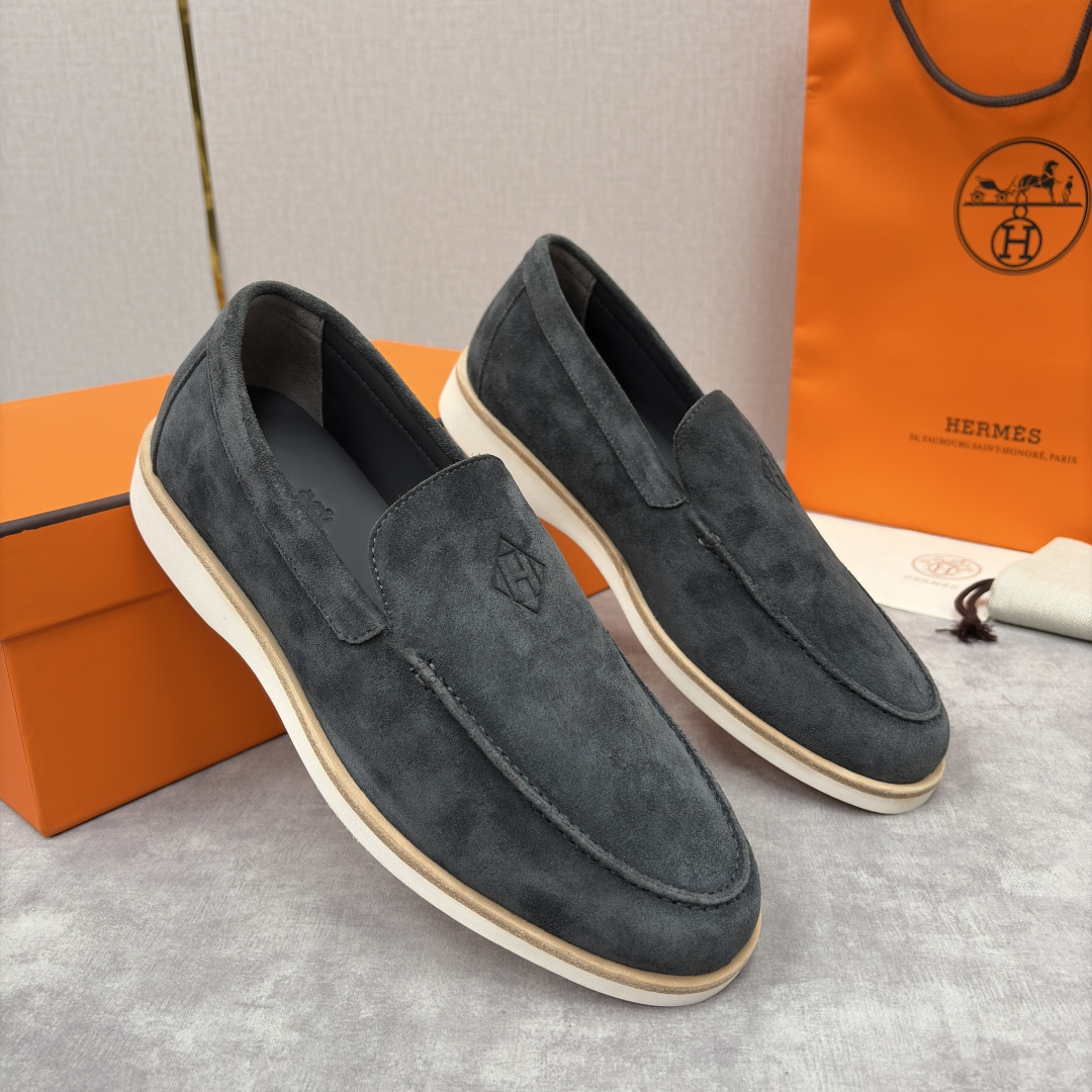 💋💍H家新品 Hermè* 爱马-仕 Low 绒面牛皮乐福鞋 官方 9,250 甄选进口反牛皮材质打造 