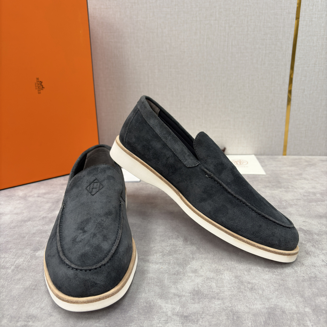 💋💍H家新品 Hermè* 爱马-仕 Low 绒面牛皮乐福鞋 官方 9,250 甄选进口反牛皮材质打造 