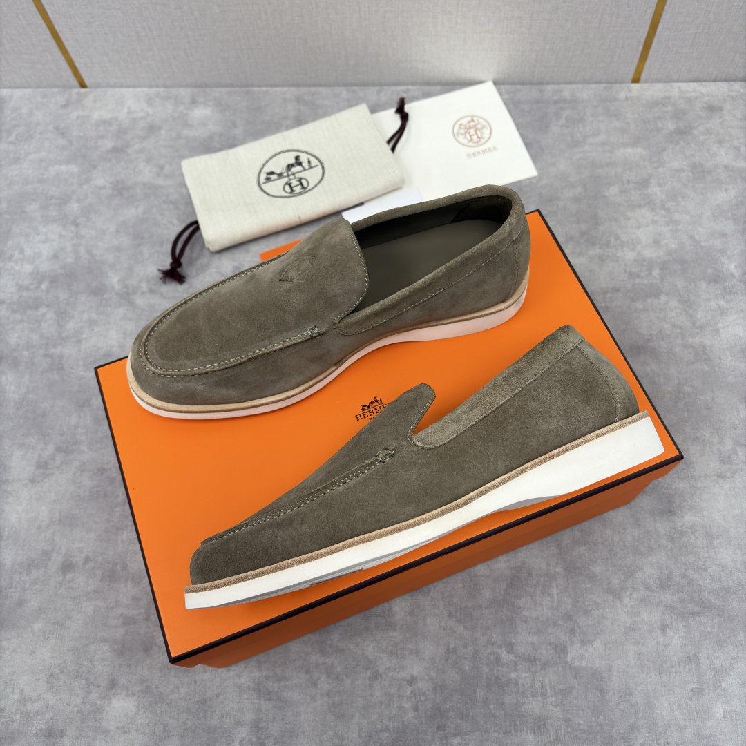 💋💍H家新品 Hermè* 爱马-仕 Low 绒面牛皮乐福鞋 官方 9,250 甄选进口反牛皮材质打造 
