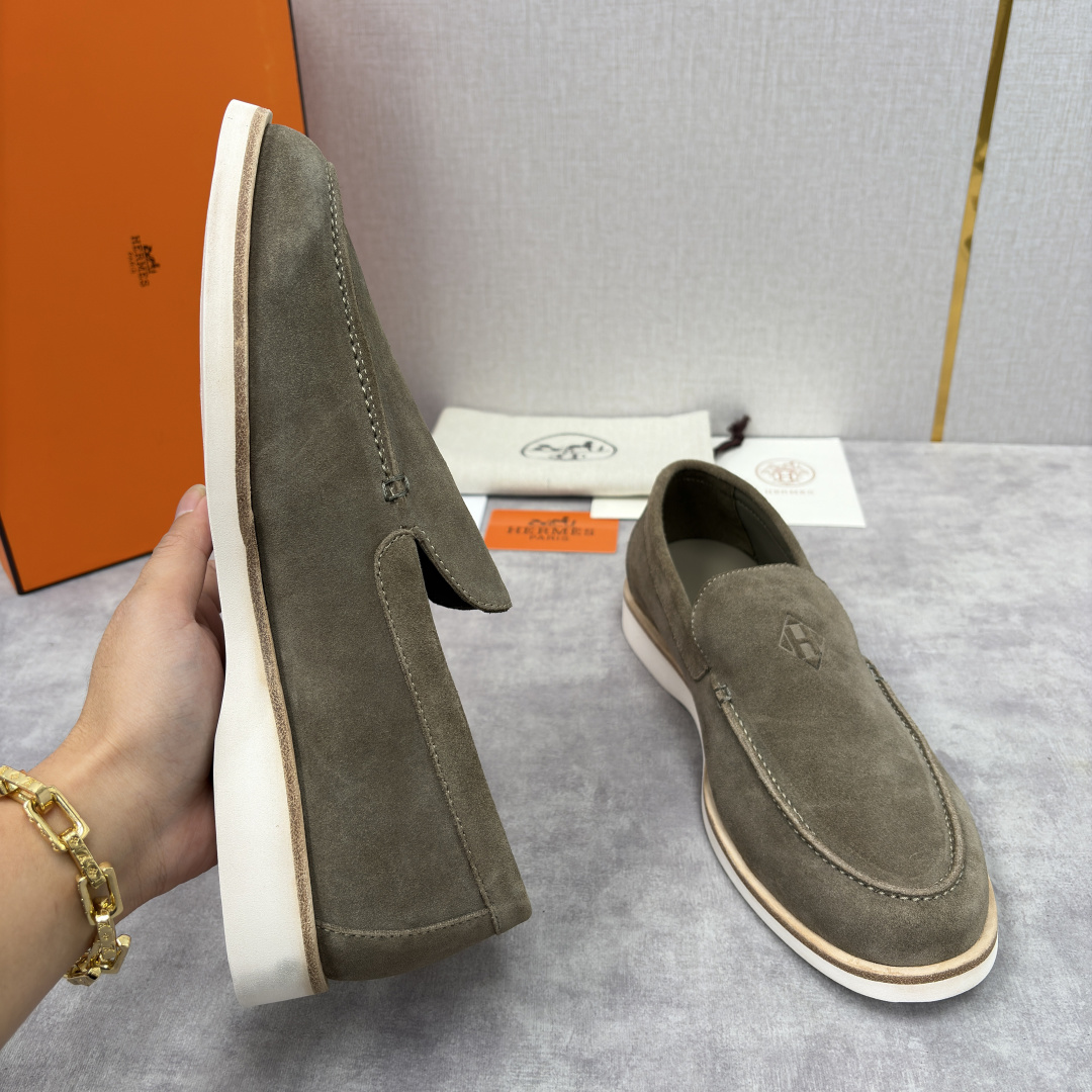 💋💍H家新品 Hermè* 爱马-仕 Low 绒面牛皮乐福鞋 官方 9,250 甄选进口反牛皮材质打造 