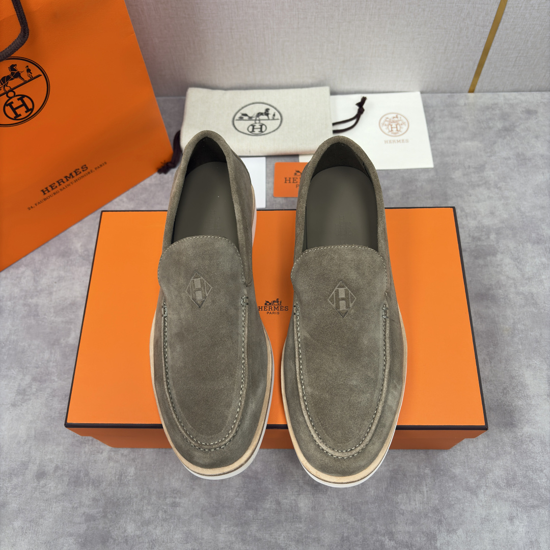 💋💍H家新品 Hermè* 爱马-仕 Low 绒面牛皮乐福鞋 官方 9,250 甄选进口反牛皮材质打造 