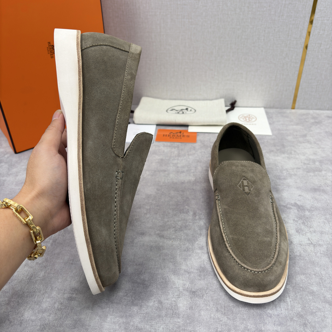 💋💍H家新品 Hermè* 爱马-仕 Low 绒面牛皮乐福鞋 官方 9,250 甄选进口反牛皮材质打造 