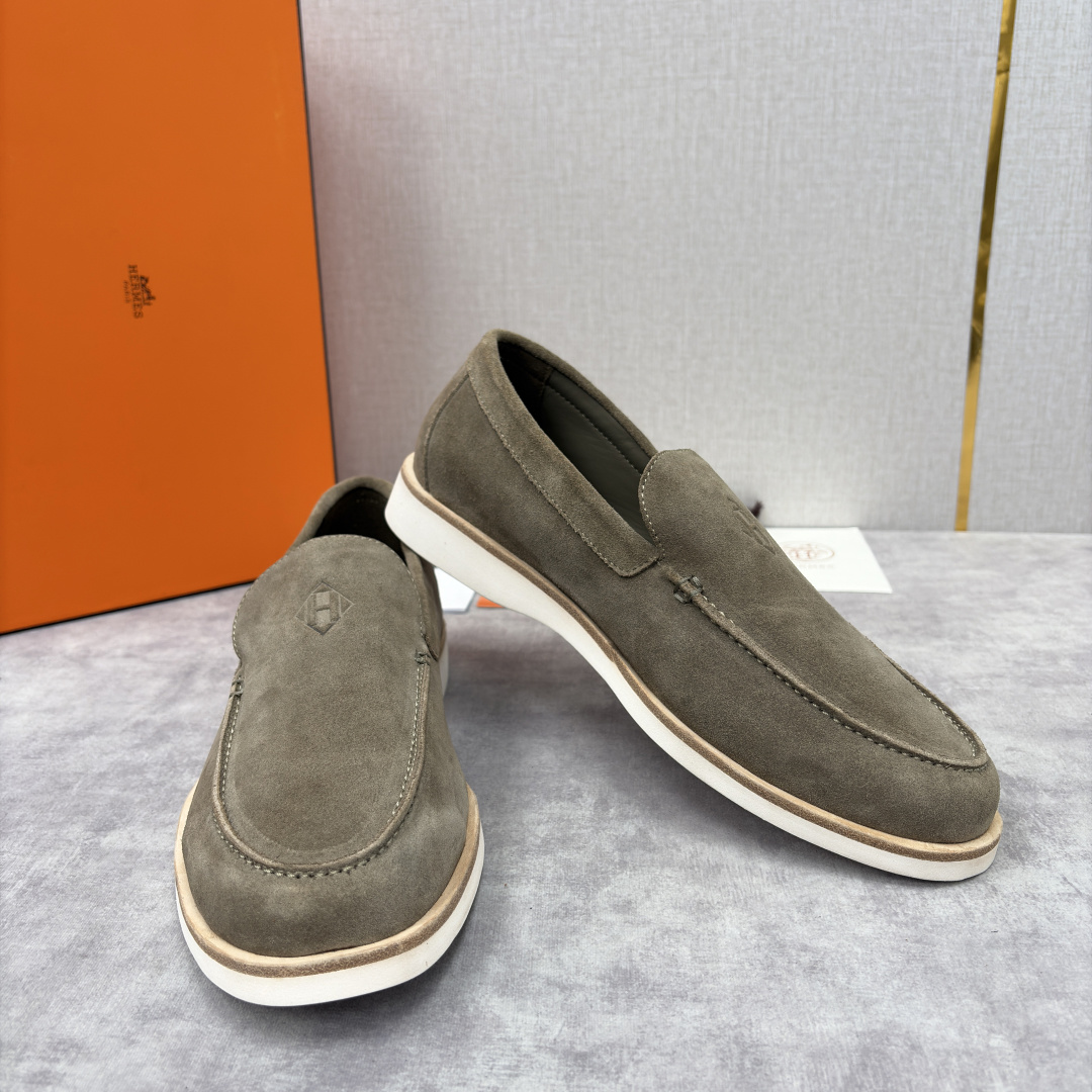 💋💍H家新品 Hermè* 爱马-仕 Low 绒面牛皮乐福鞋 官方 9,250 甄选进口反牛皮材质打造 