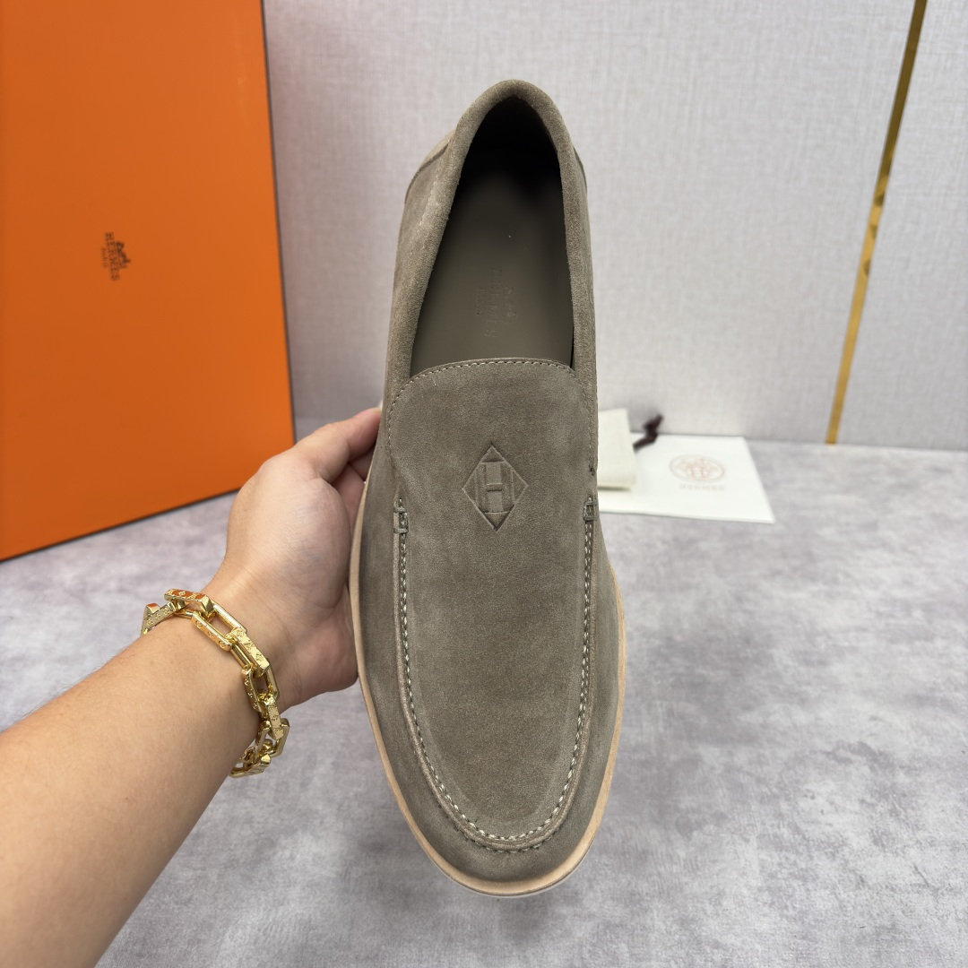 💋💍H家新品 Hermè* 爱马-仕 Low 绒面牛皮乐福鞋 官方 9,250 甄选进口反牛皮材质打造 