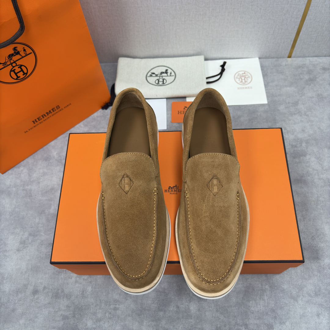 💋💍H家新品 Hermè* 爱马-仕 Low 绒面牛皮乐福鞋 官方 9,250 甄选进口反牛皮材质打造 