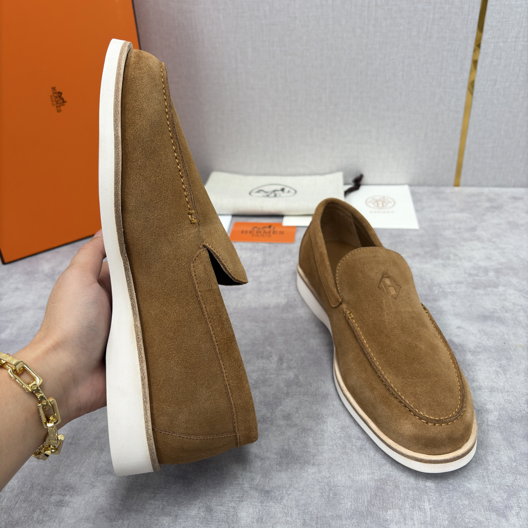 💋💍H家新品 Hermè* 爱马-仕 Low 绒面牛皮乐福鞋 官方 9,250 甄选进口反牛皮材质打造 