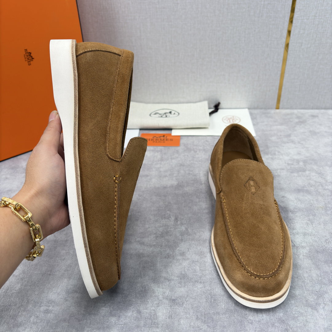 💋💍H家新品 Hermè* 爱马-仕 Low 绒面牛皮乐福鞋 官方 9,250 甄选进口反牛皮材质打造 